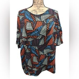 LuLaRoe Multicolor Abstract Short Sleeve Top